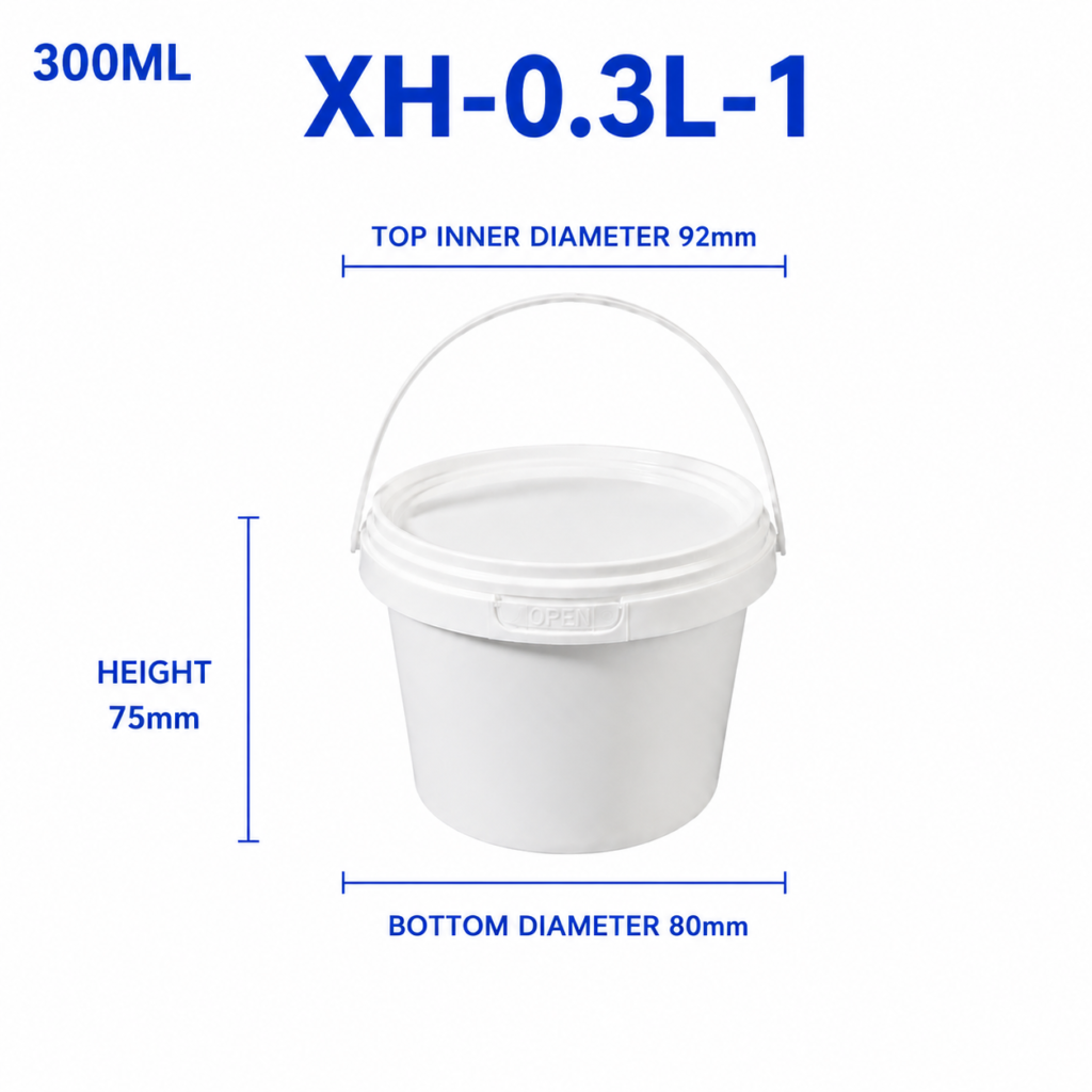 0.3L White Round PP Bucket