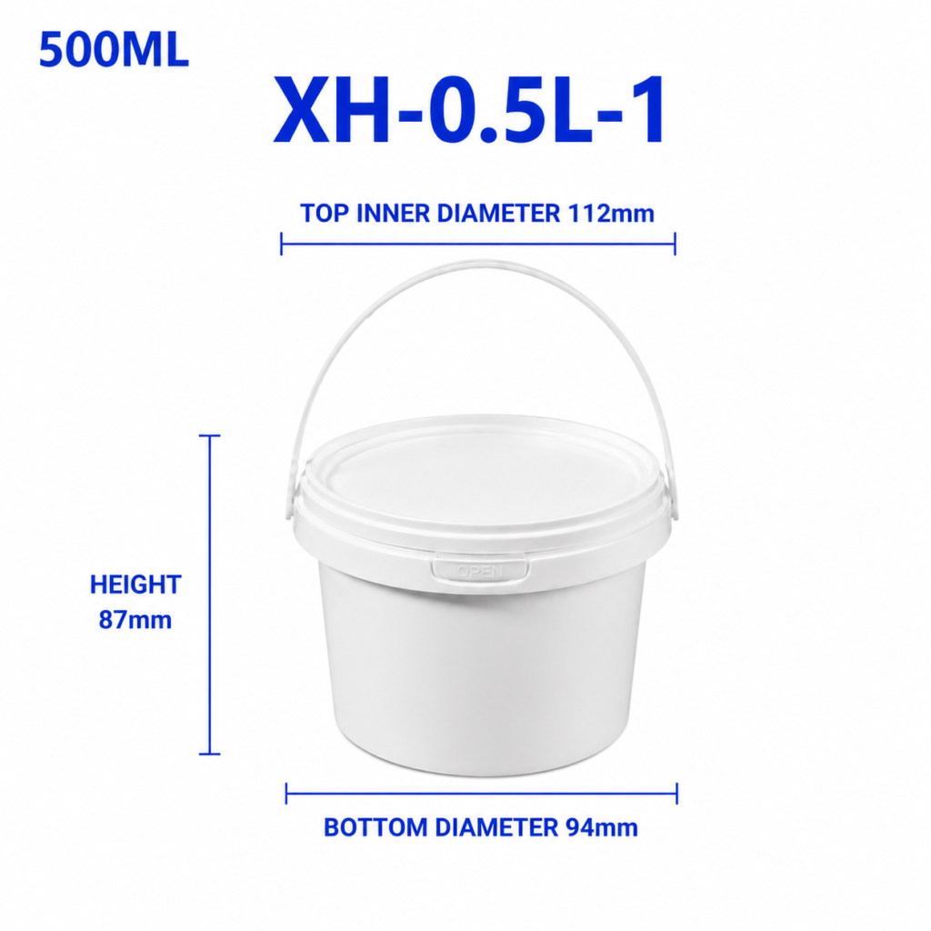 0.5L White Round PP Bucket