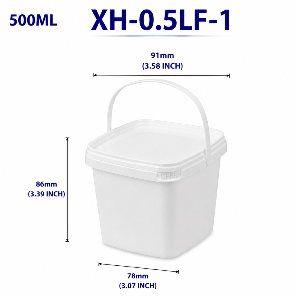 0.5L White Square PP Bucket