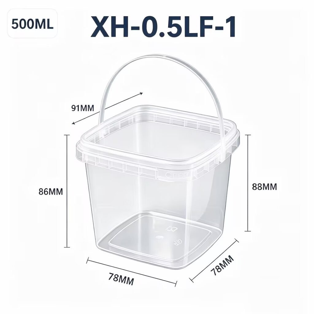 0.5L Clear Square PP Bucket