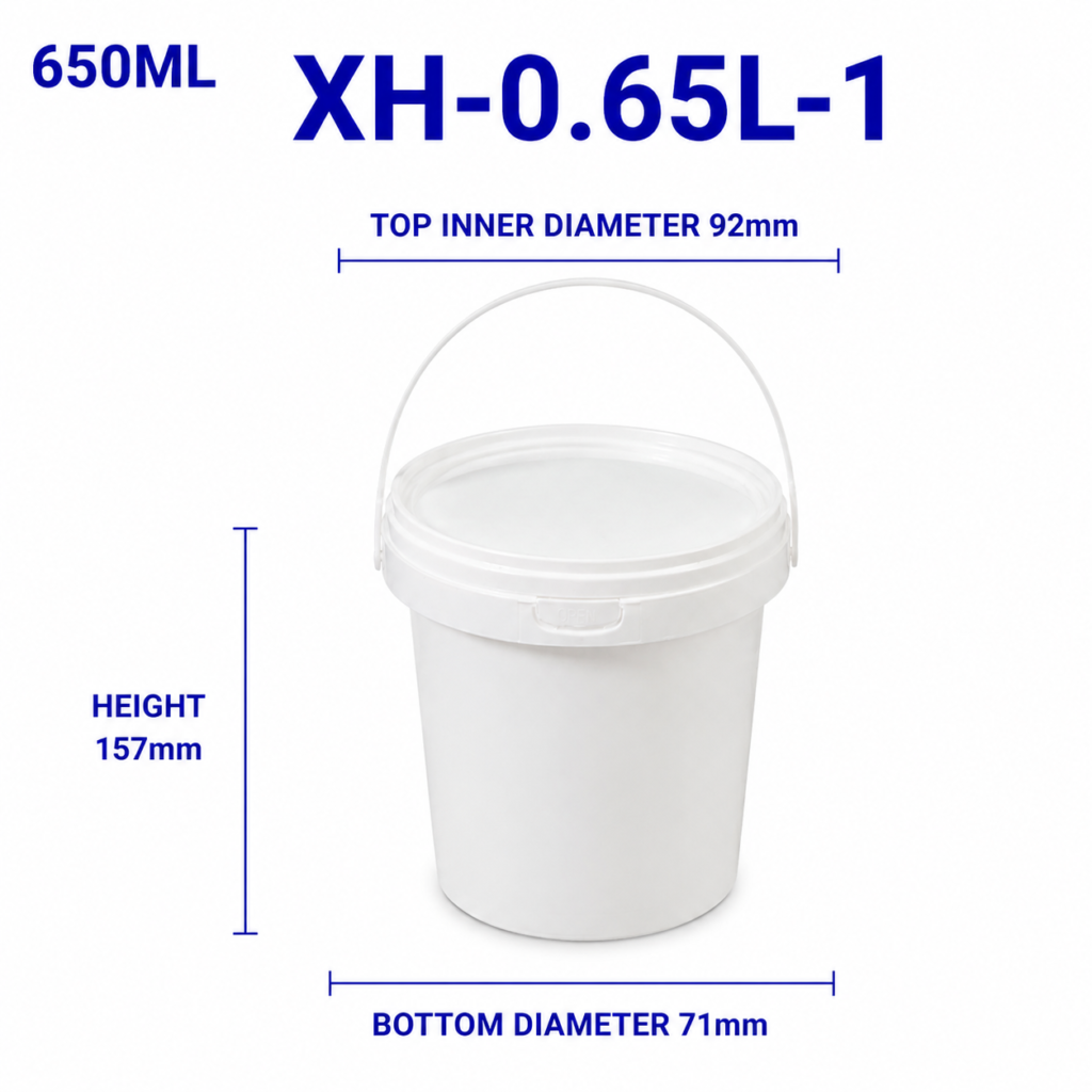 0.65L White Round PP Bucket