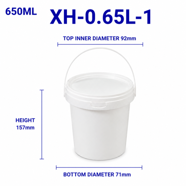 0.65L White Round PP Bucket