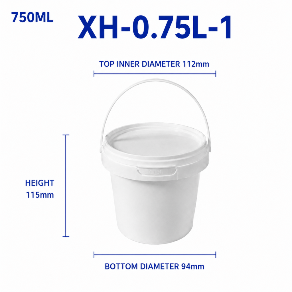 0.75L White Round PP Bucket