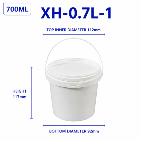 0.7L White Round PP Bucket