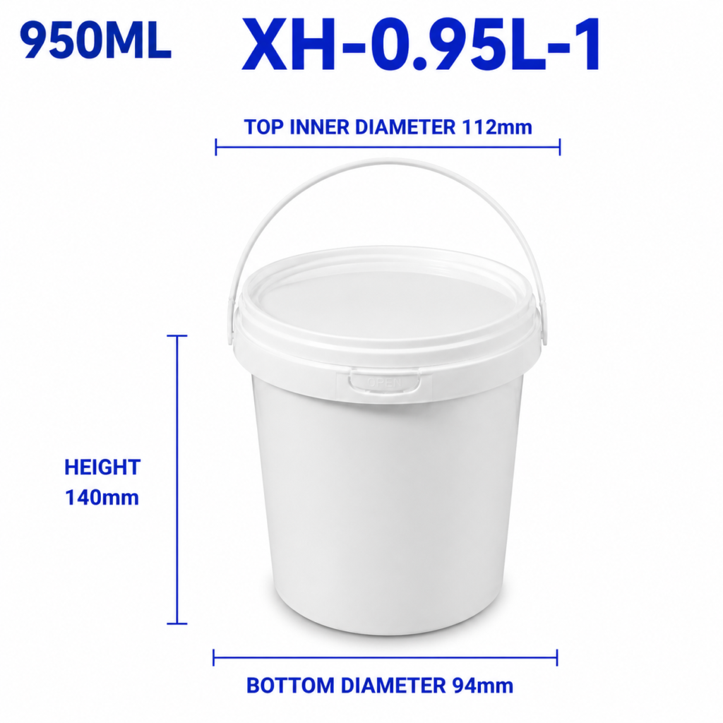 0.95L White Round PP Bucket