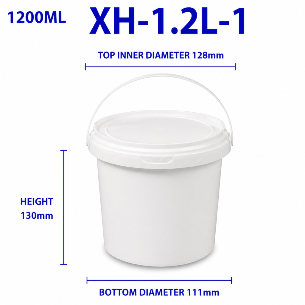 1.2L White Round PP Bucket