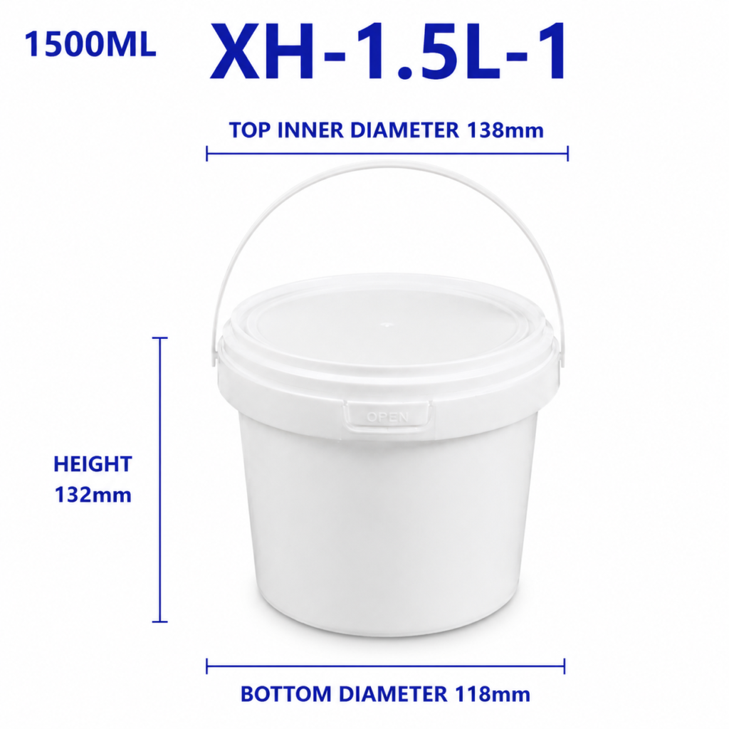 1.5L White Round PP Bucket