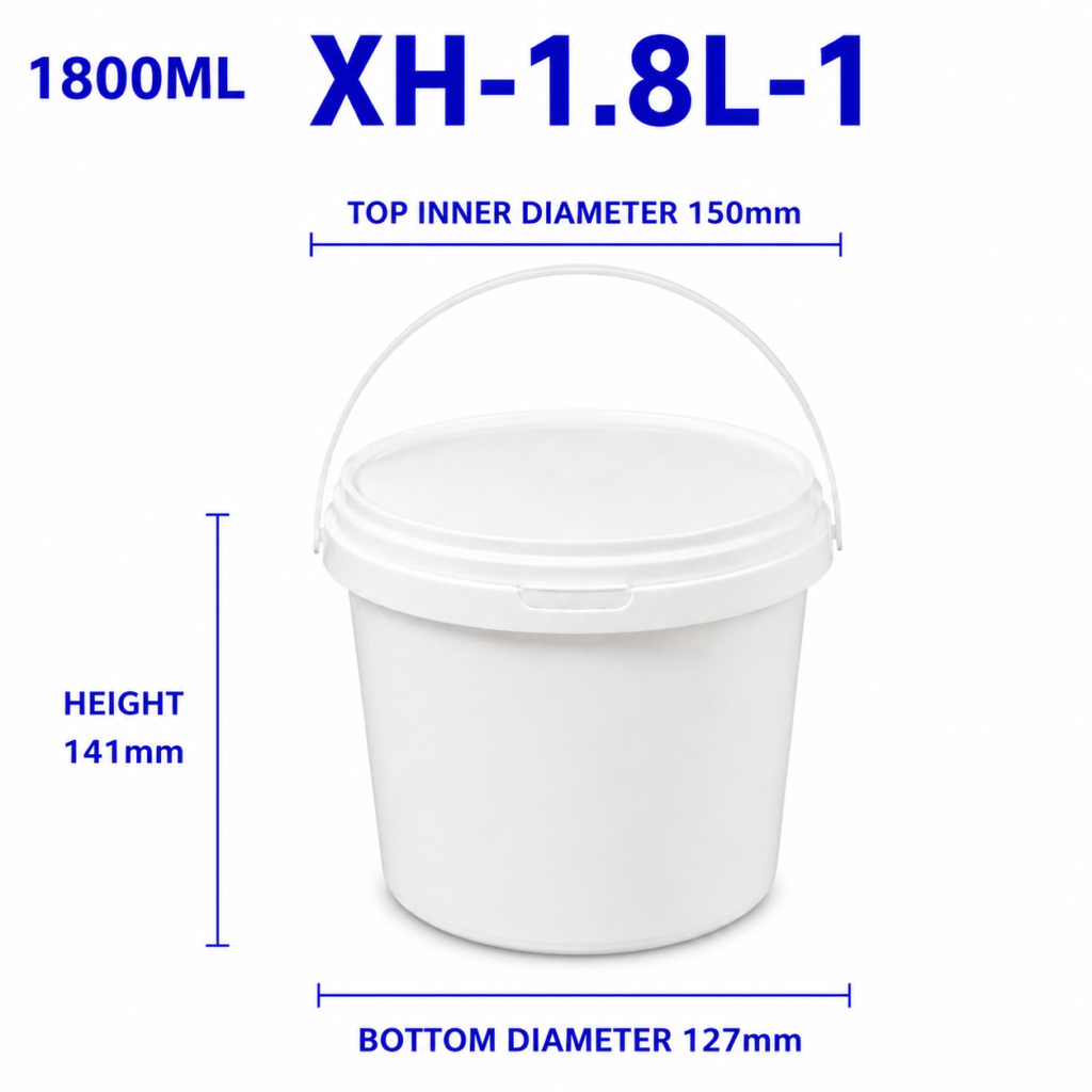 1.8L White Round PP Bucket