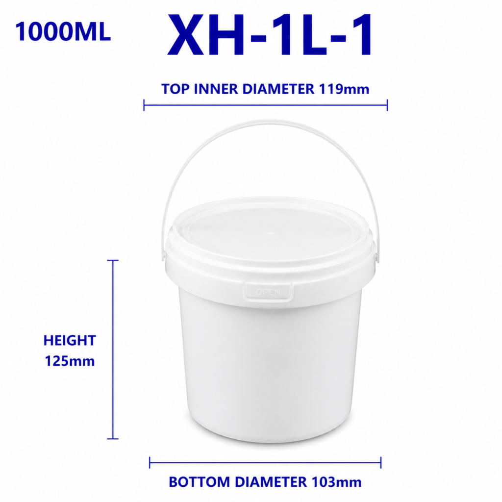 1L White Round PP Bucket