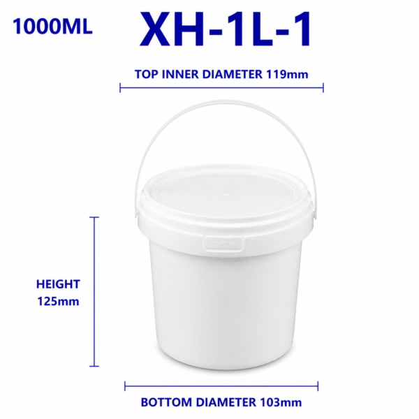 1L White Round PP Bucket