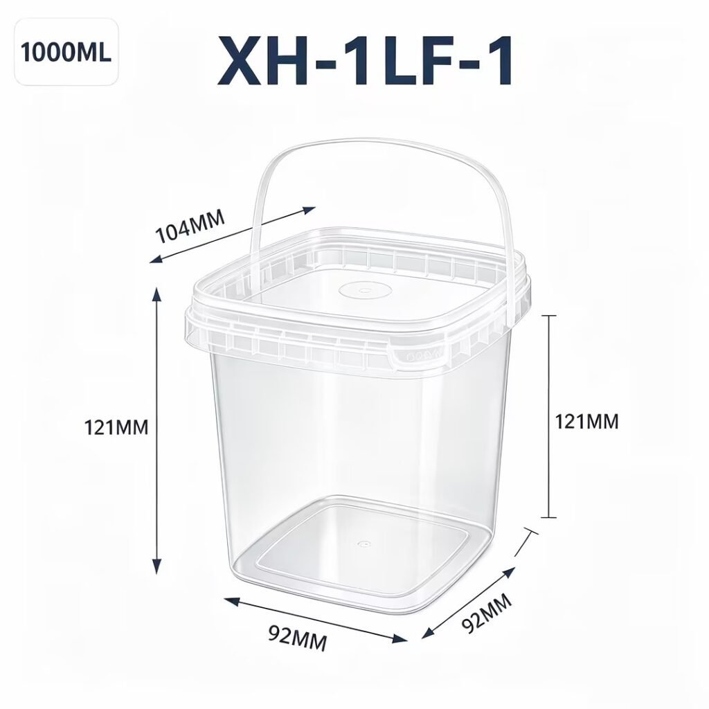 1L Clear Square PP Bucket