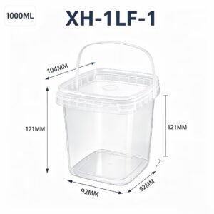 1L Clear Square PP Bucket