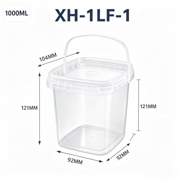 1L Clear Square PP Bucket
