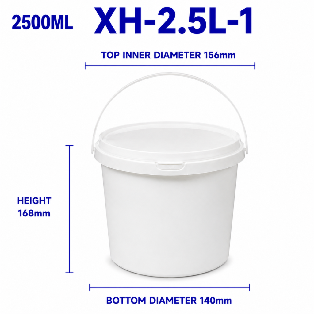 2.5L-1 White Round PP Bucket