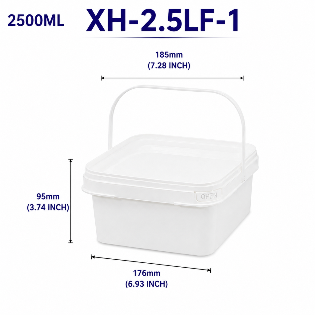2.5L White Square PP Bucket