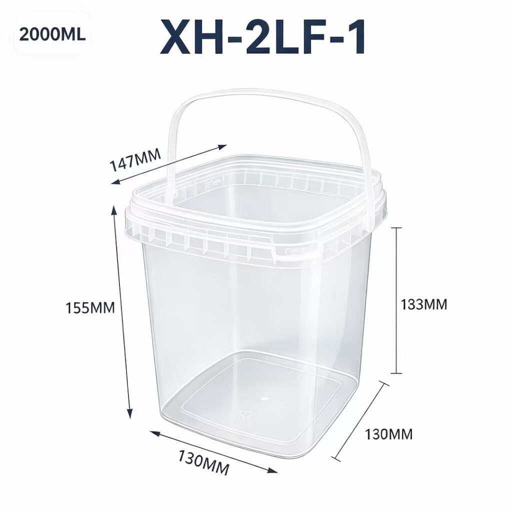 2L Clear Square PP Bucket