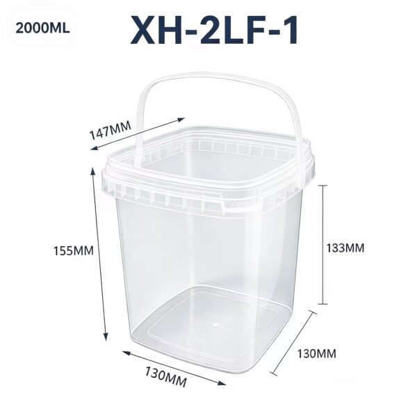 2L Clear Square PP Bucket