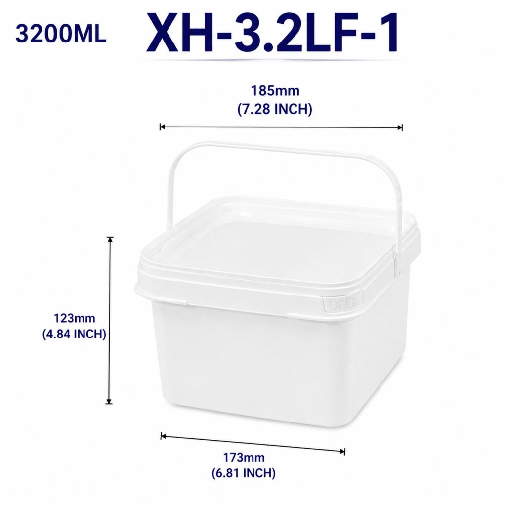 3.2L White Square PP Bucket