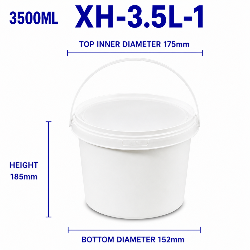 3.5L White Round PP Bucket