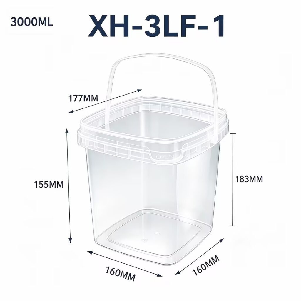 3L Clear Square PP Bucket