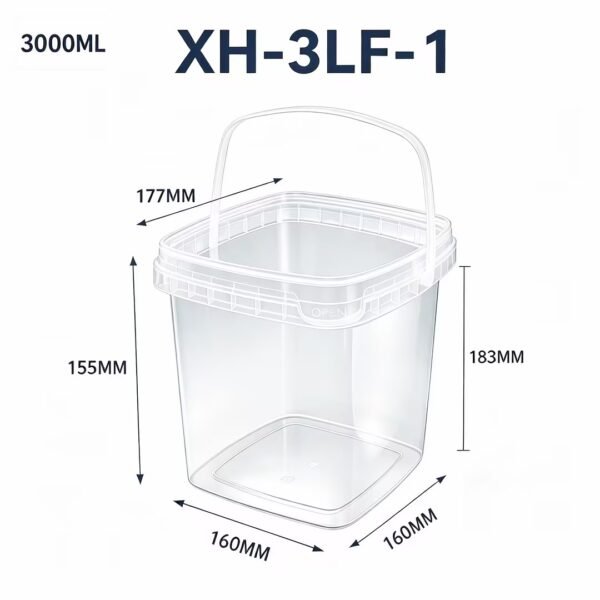 3L Clear Square PP Bucket
