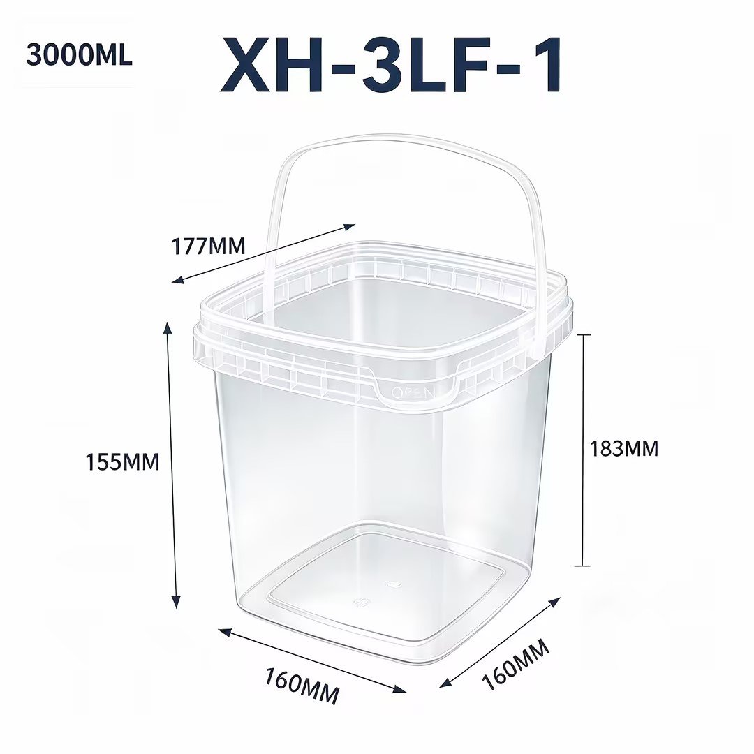 3L Clear Square PP Bucket