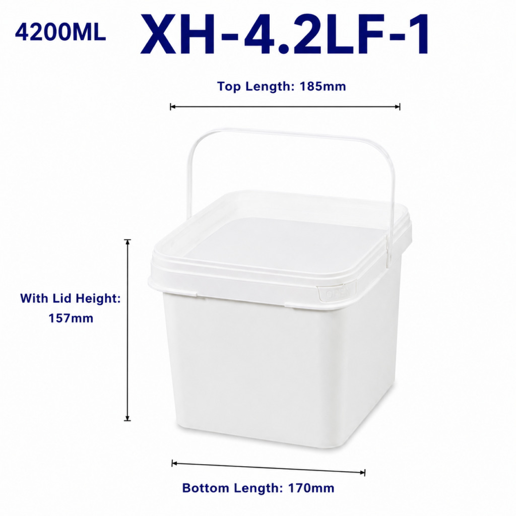 4.2L White Square PP Bucket