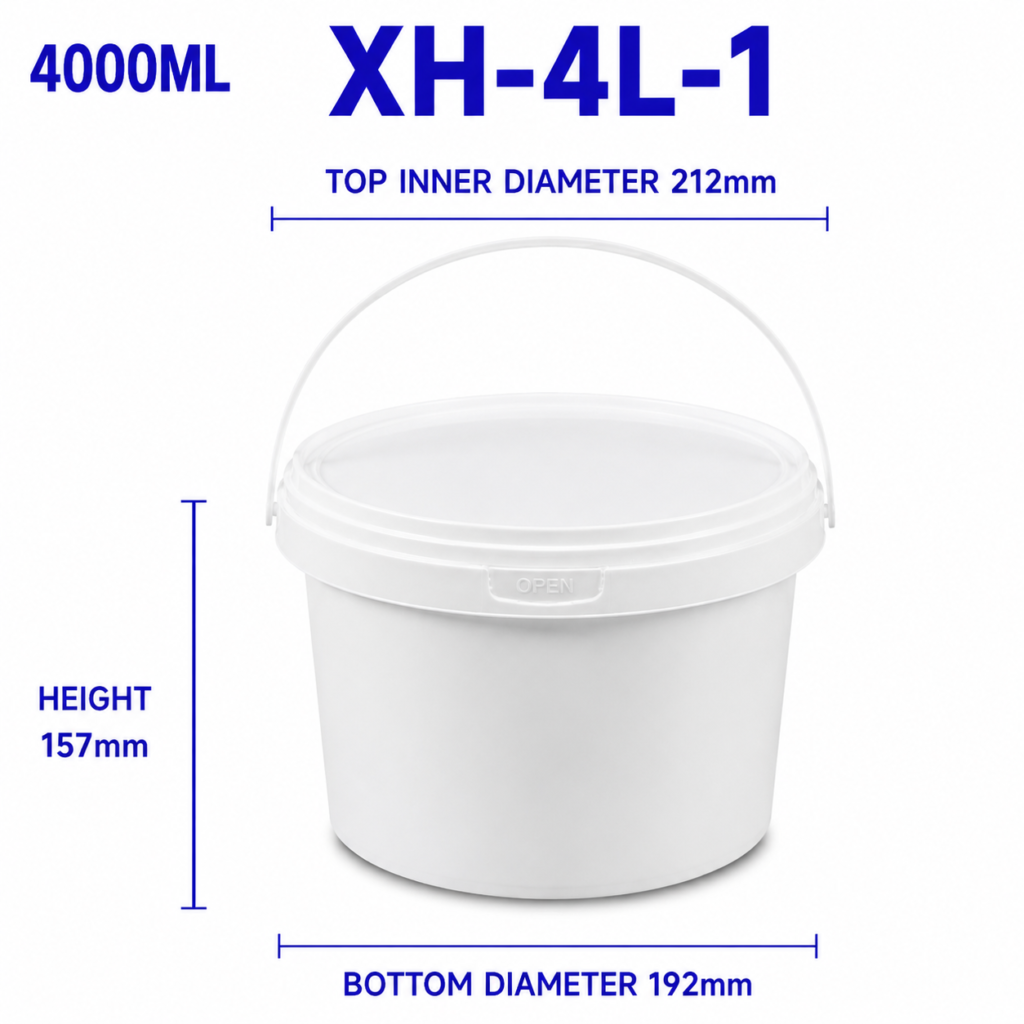 4L White Round PP Bucket
