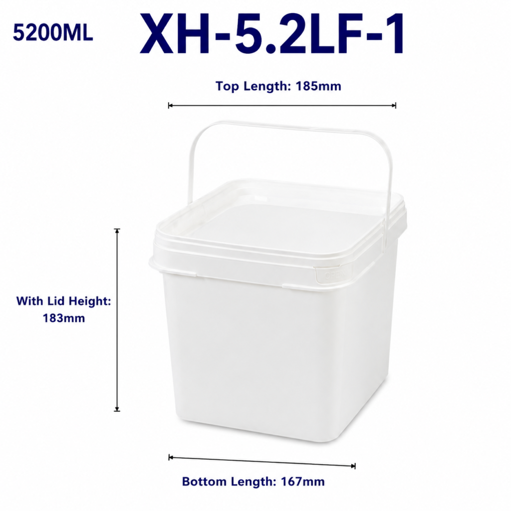 5.2L White Square PP Bucket