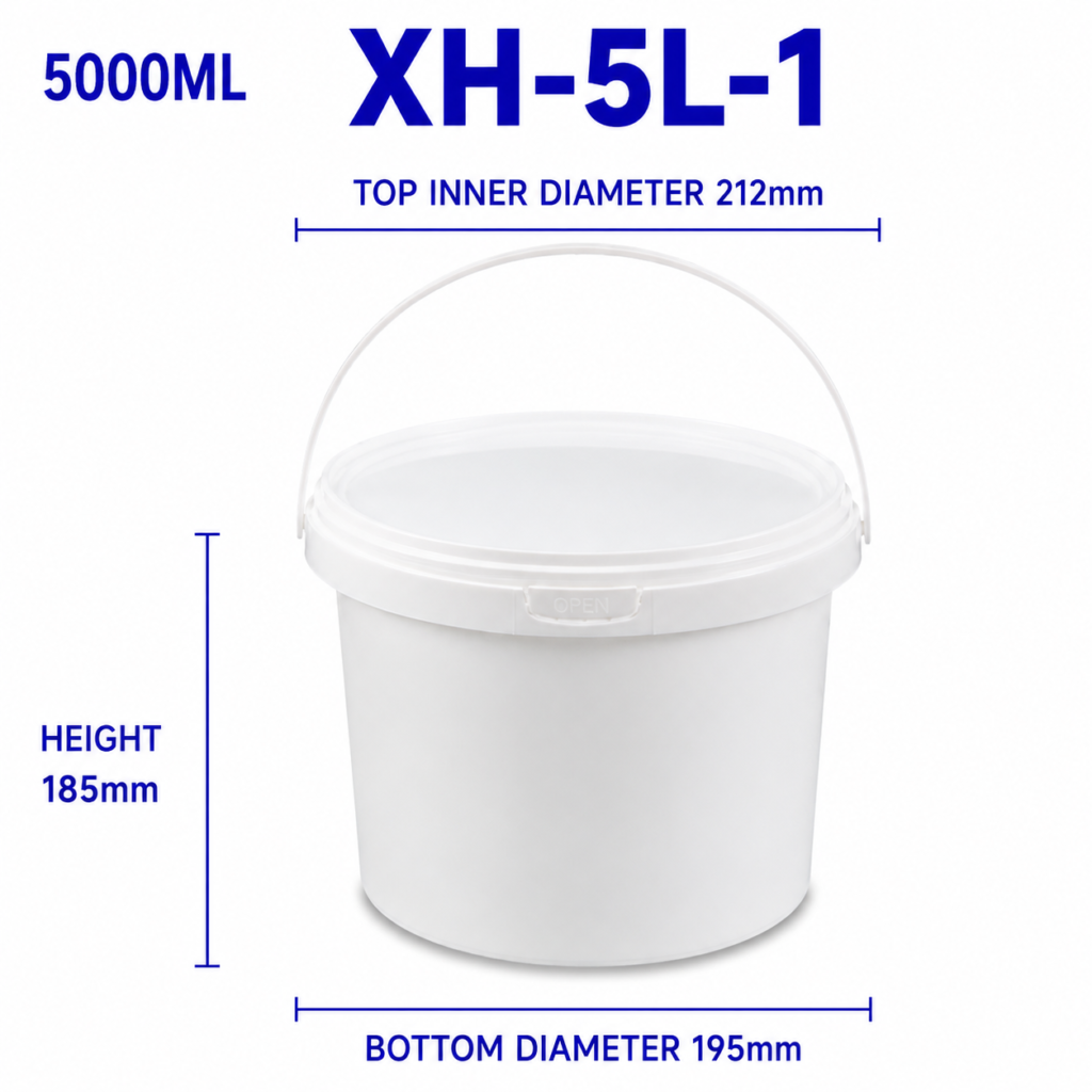 5L White Round PP Bucket