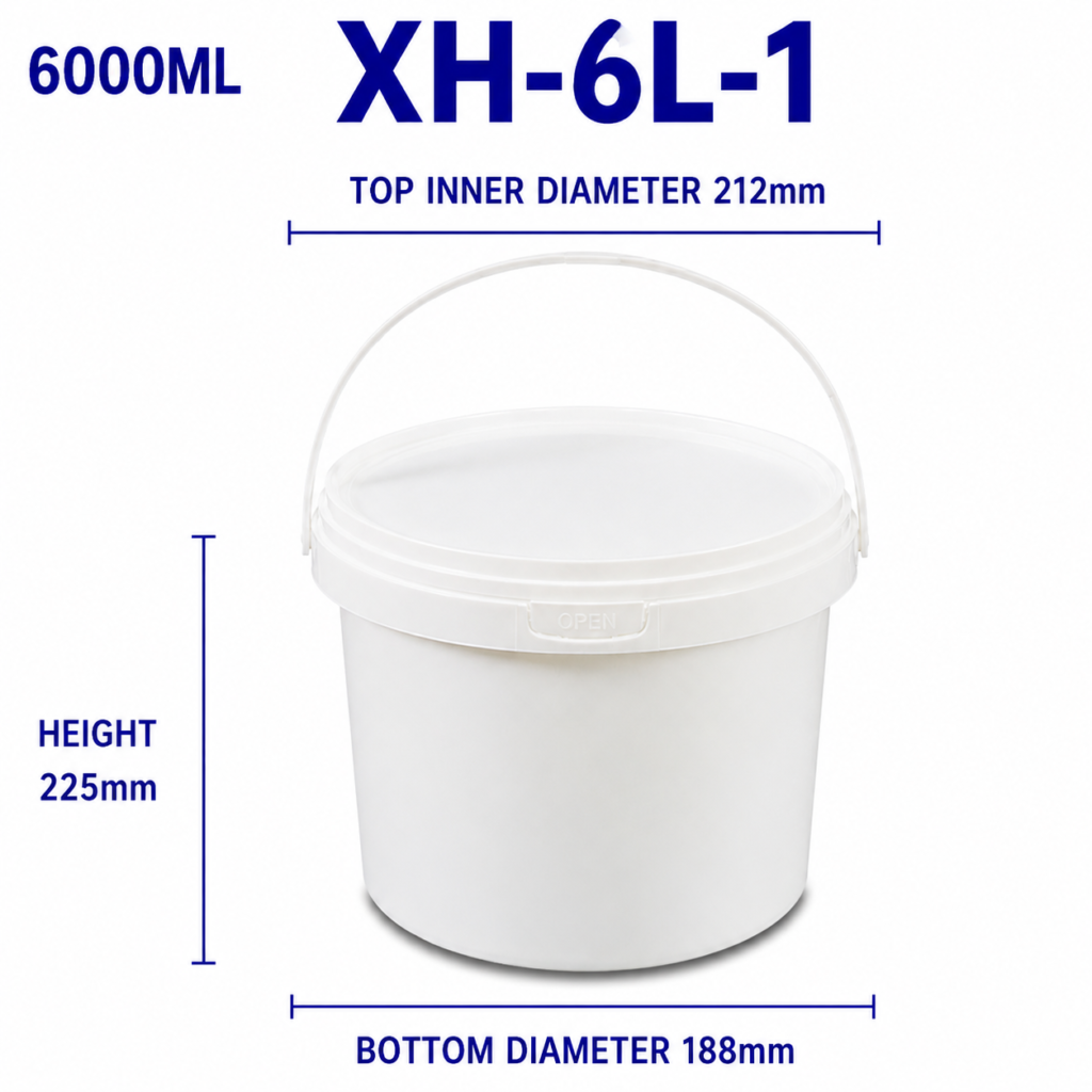6L White Round PP Bucket