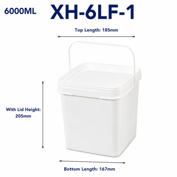6L White Square PP Bucket