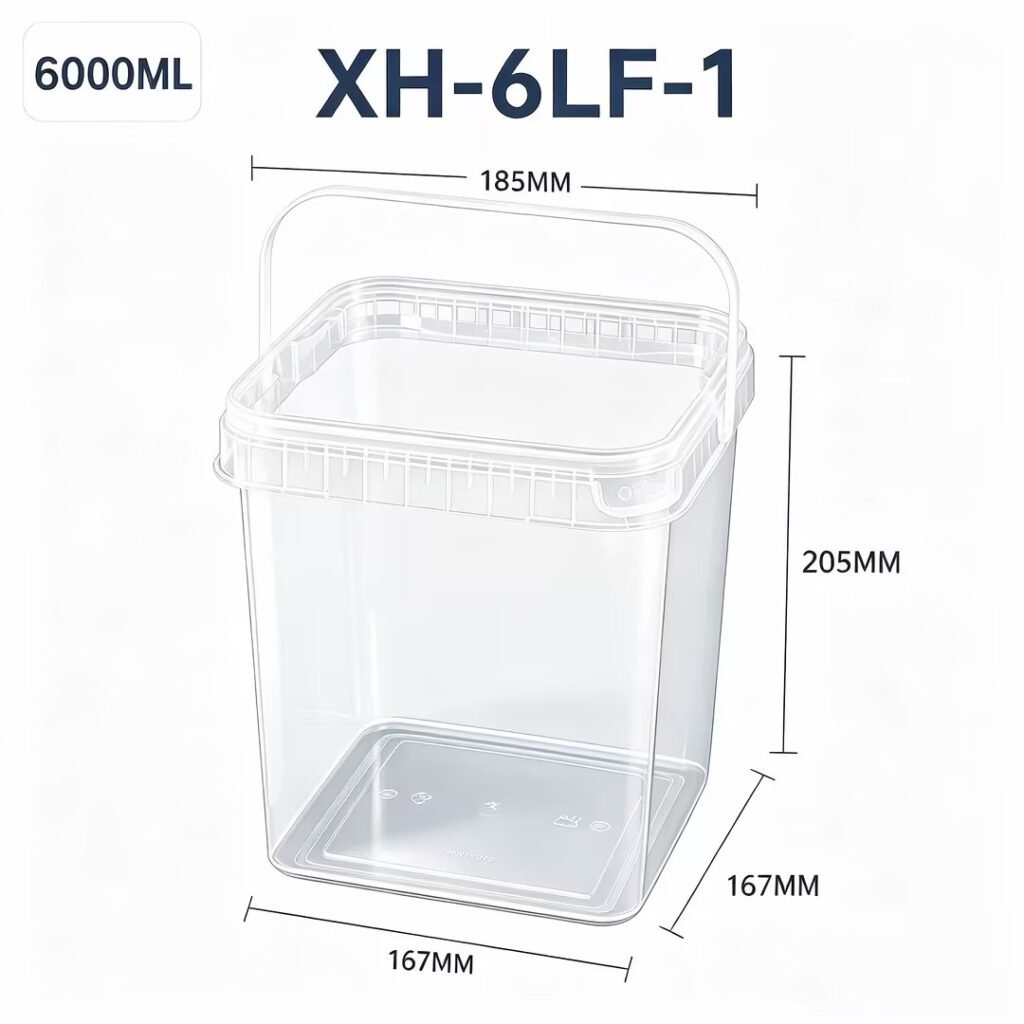 6L Clear Square PP Bucket