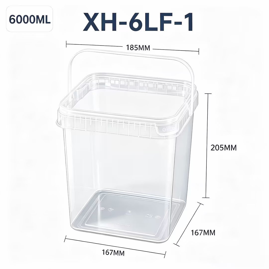 6L Clear Square PP Bucket