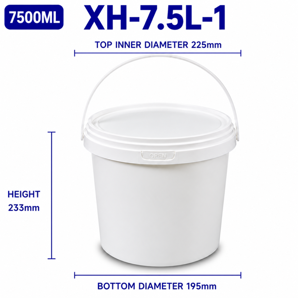 7.5L White Round PP Bucket