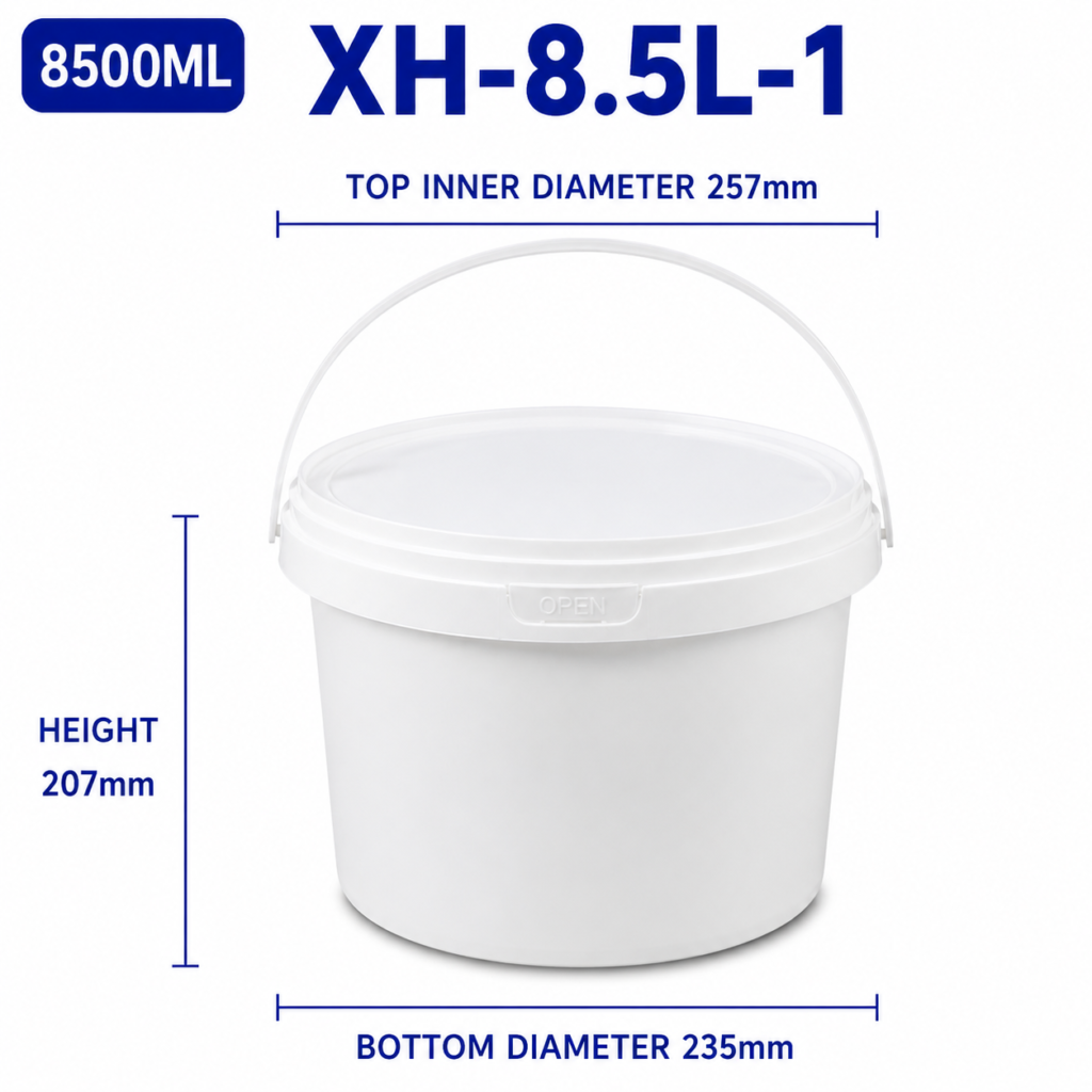8.5L White Round PP Bucket